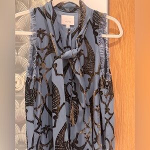 Cinq à Sept Blue and Brown Patterned Blouse